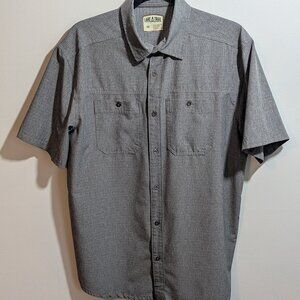Men's Gray Casual Button Down Shirt, Medium
